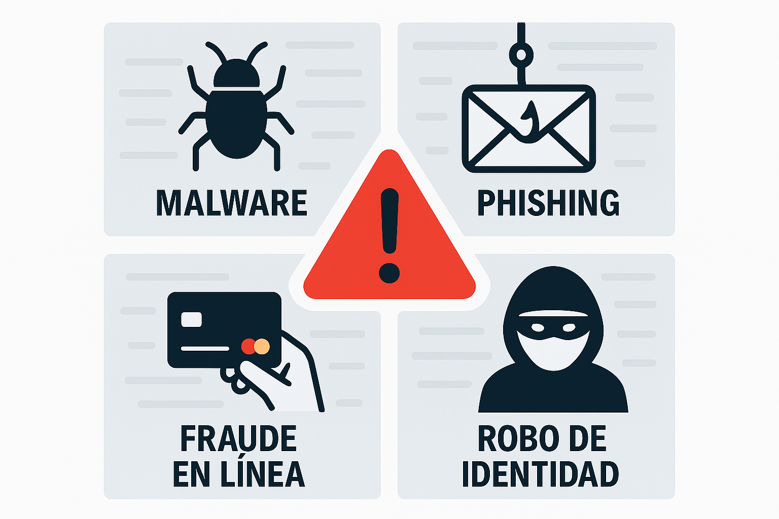 Collage de diferentes amenazas digitales
