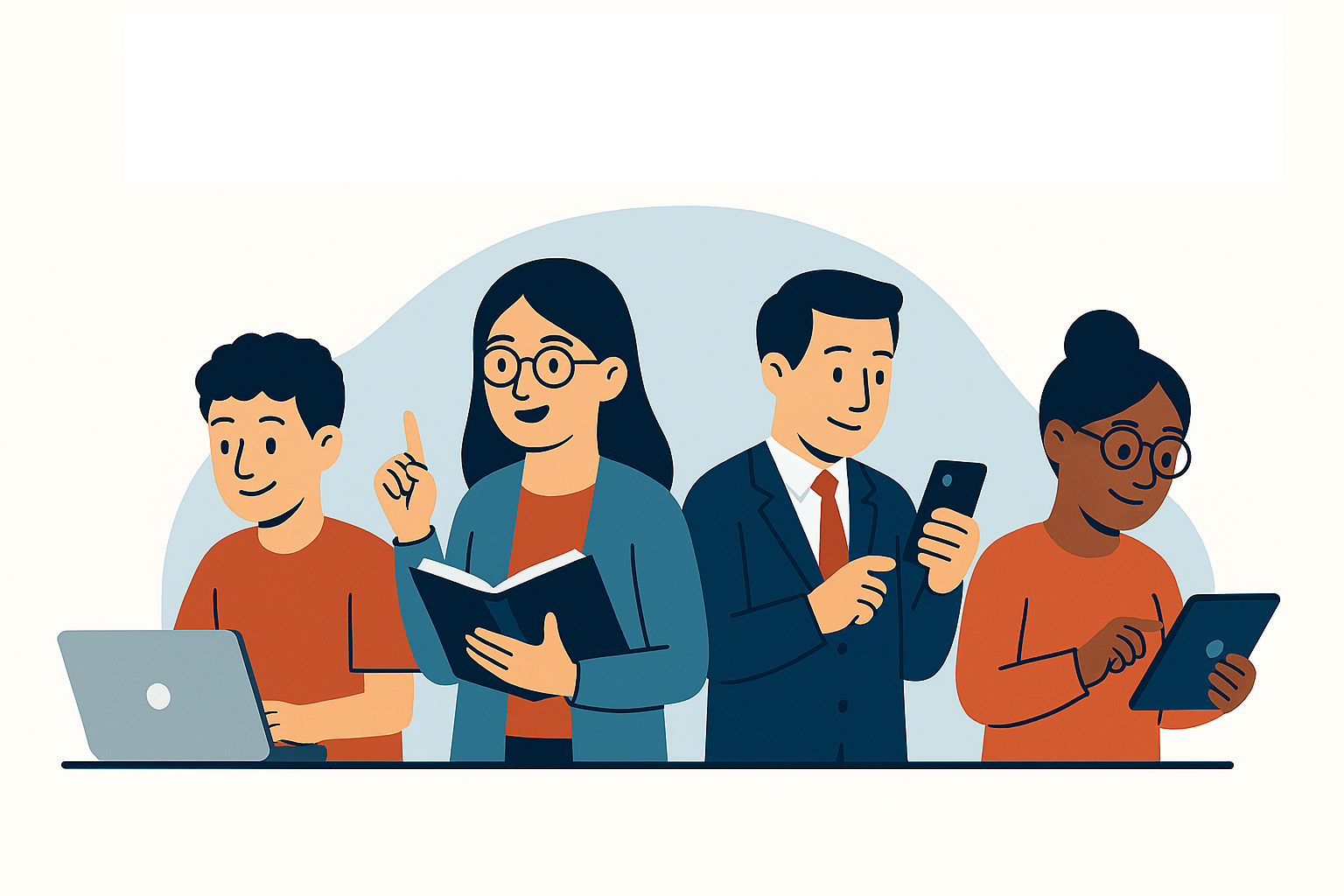 Diversas personas ejerciendo una ciudadanía digital responsable