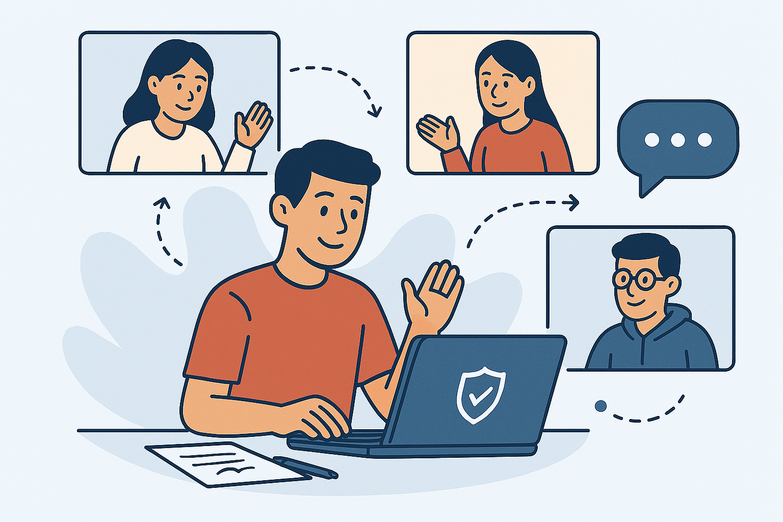 Personas colaborando en línea