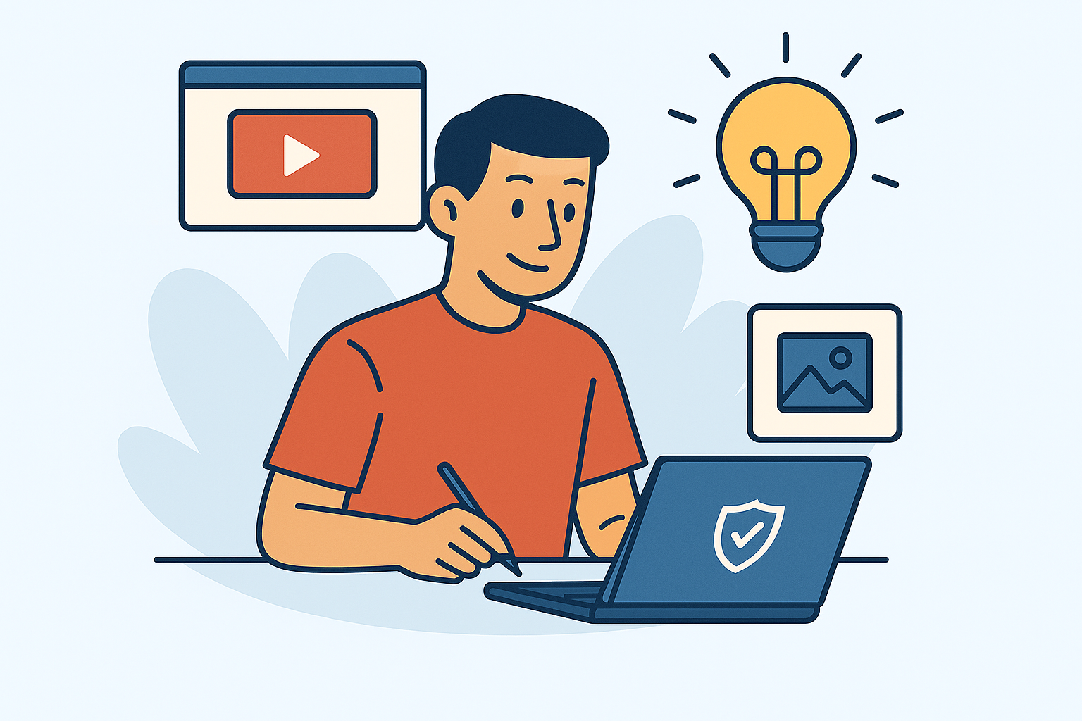 Persona usando tecnología para crear contenido digital