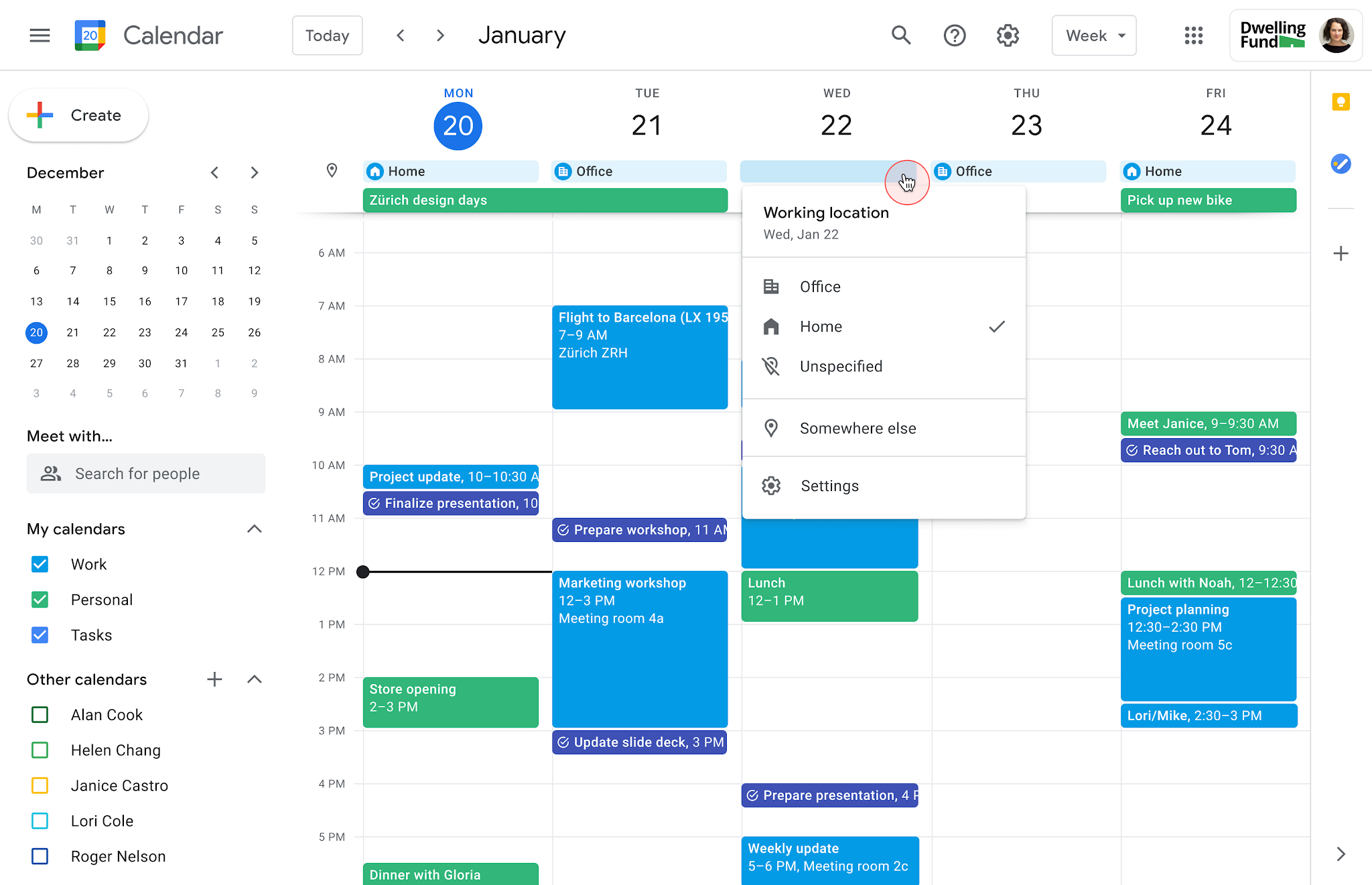 Captura de Google Calendar