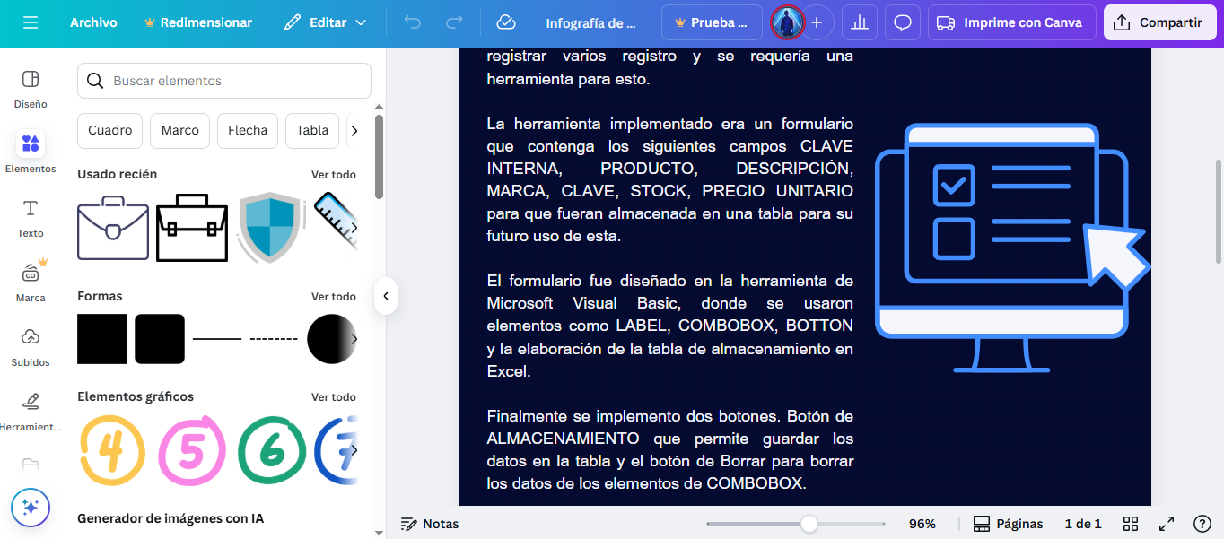 Ejemplo de personalización de una plantilla en Canva