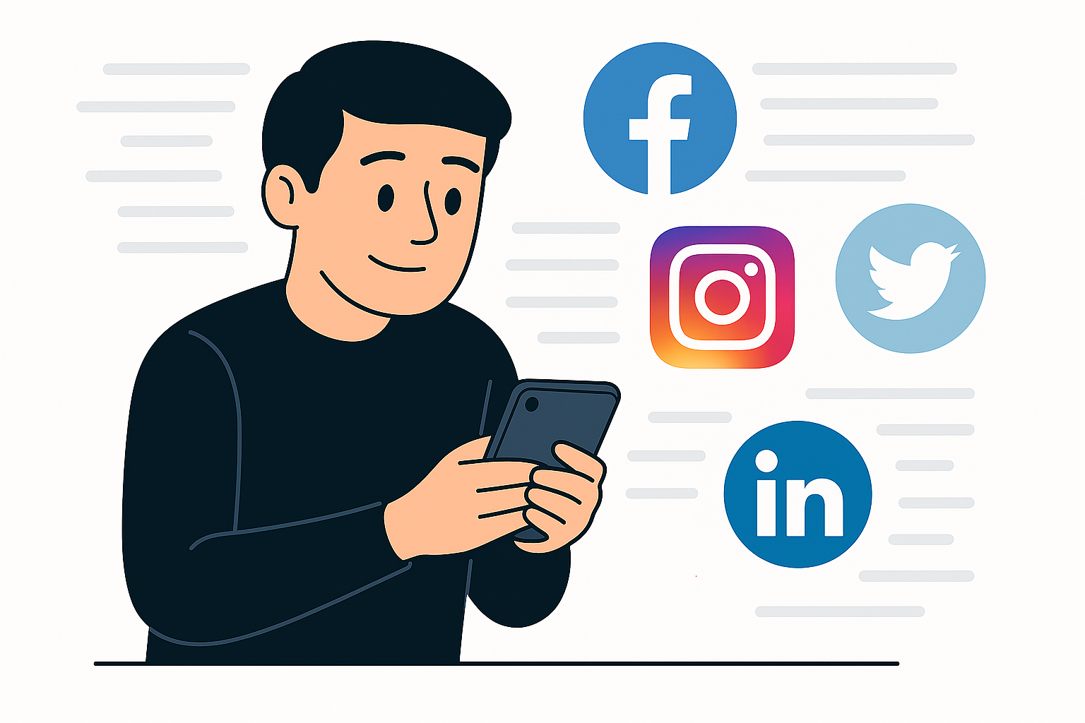 Persona usando múltiples redes sociales