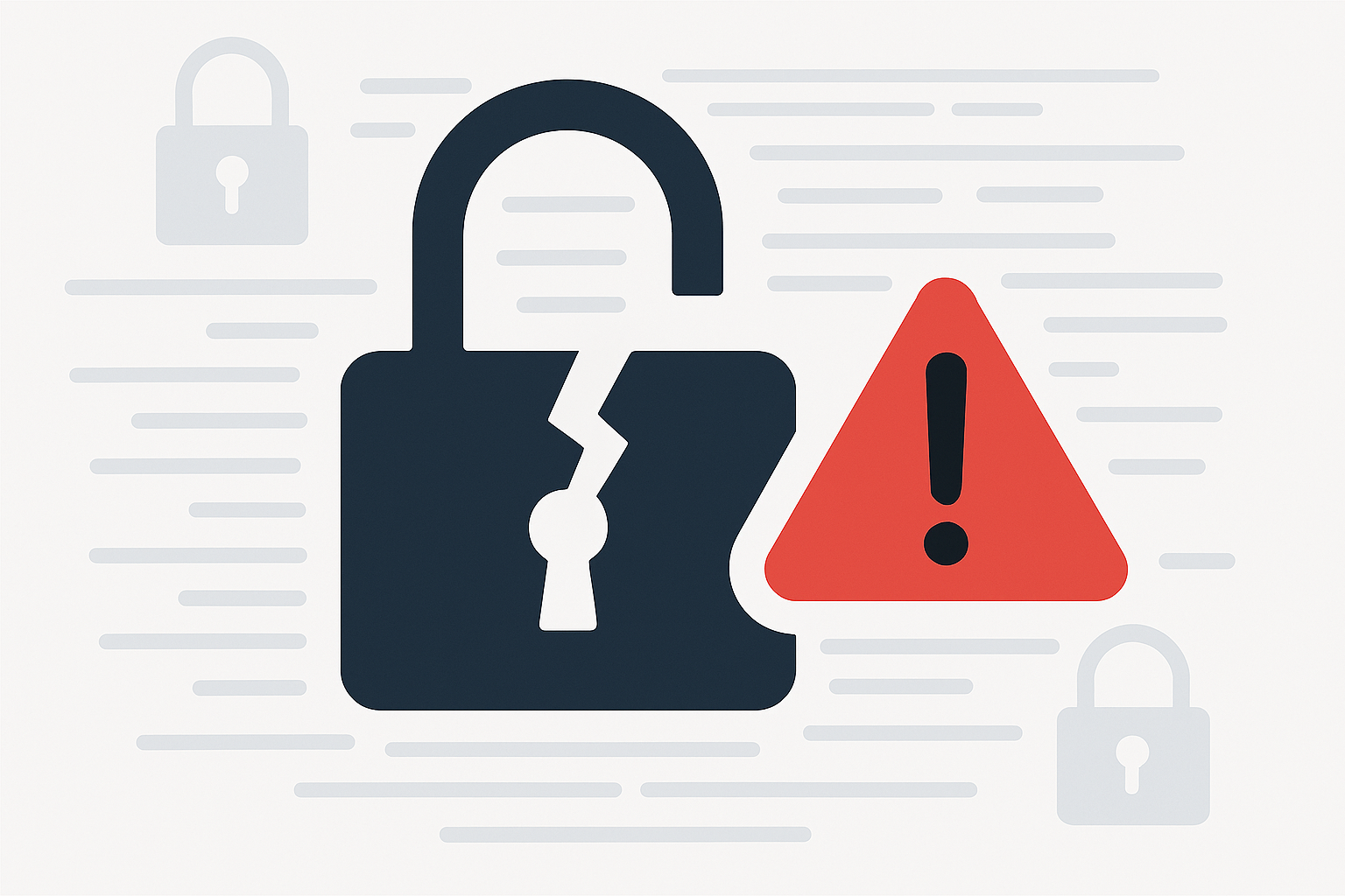 Imagen que muestre riesgos digitales como candados rotos o advertencias