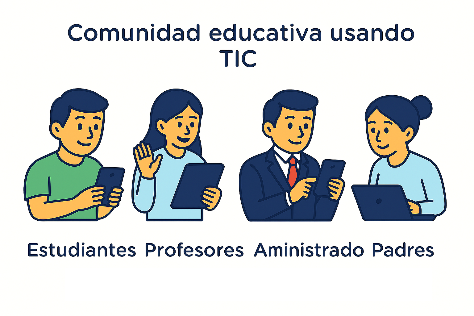 Comunidad educativa usando TIC: estudiantes, profesores, administradores, padres