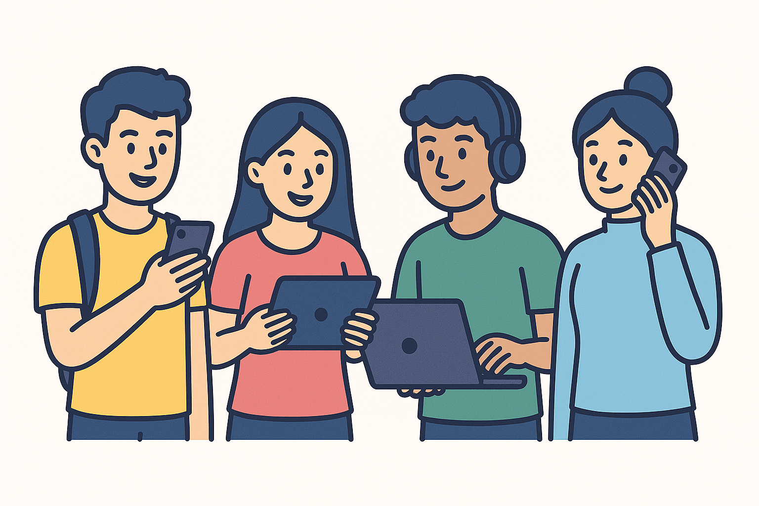 Jóvenes usando tecnología