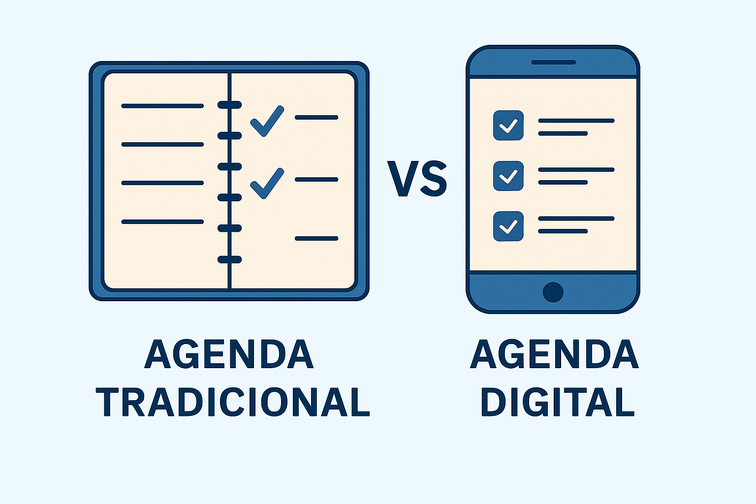 Comparación agenda tradicional vs digital